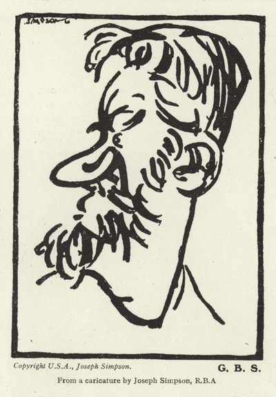 Karikatuur van George Bernard Shaw door Joseph Simpson