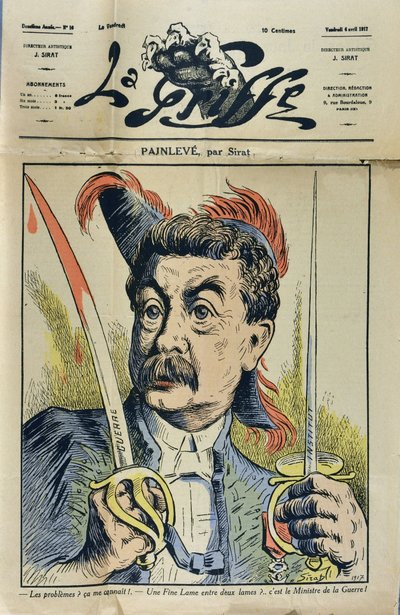 Portret van de Franse wiskundige en politicus Paul Painlevé (1863-1933) karikatuur door Sirat in 