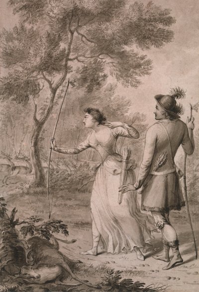 Robin Hood en Clarinda jagen op herten door Joseph Slater