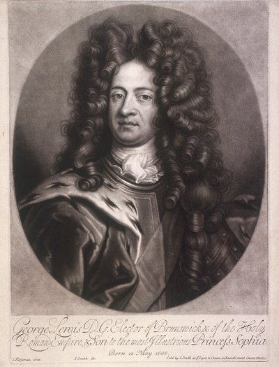 Ovaal portret van George I, koning van Groot-Brittannië, ca. 1700 door Joseph Smith
