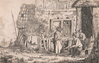 Cottage met Mensen door Joseph Stannard