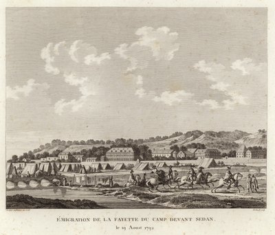 De Markies de Lafayette die het kamp in Sedan ontvlucht door Joseph Swebach Desfontaines