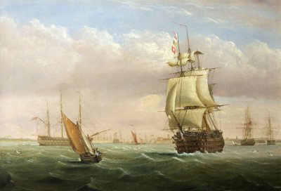 Haveningang met Schepen door Joseph Walter