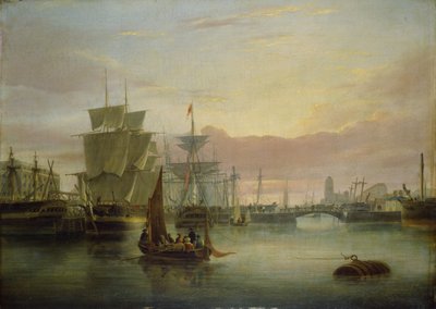 De drijvende haven, Bristol, met Prince Street Bridge door Joseph Walter