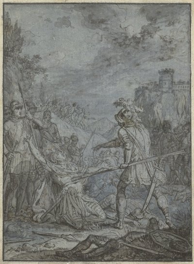 Overgave van een legeraanvoerder (Groep gelijksoortige illustraties met ridders en ruiters) door Joseph Werner