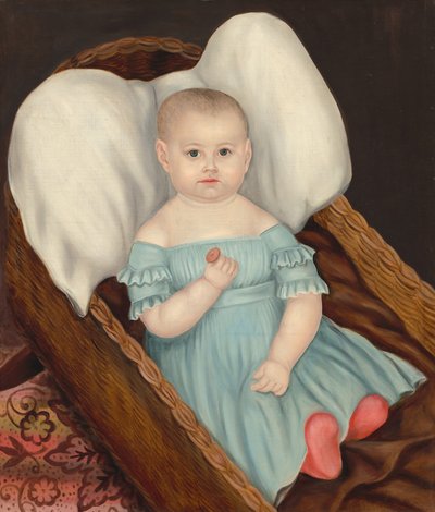 Baby in Wiegmand, ca. 1840 door Joseph Whiting Stock