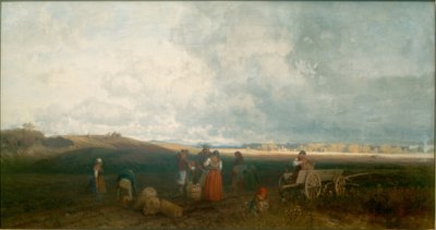 Aardappeloogst in Chiemgau door Joseph Wopfner
