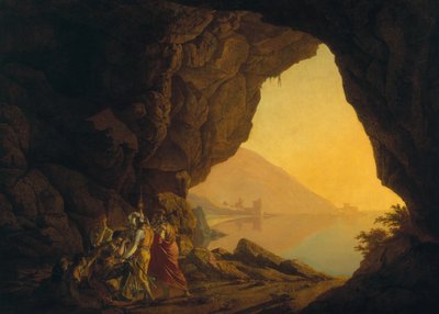 Een Grot in het Koninkrijk Napels, met Bandieten, tentoongesteld 1778 door Joseph Wright of Derby