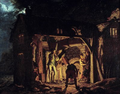Een smederij in de 18e eeuw door Joseph Wright of Derby