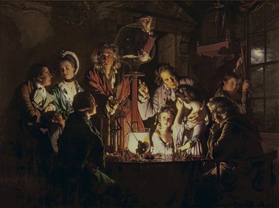 Een experiment op een vogel in de luchtpomp door Joseph Wright of Derby
