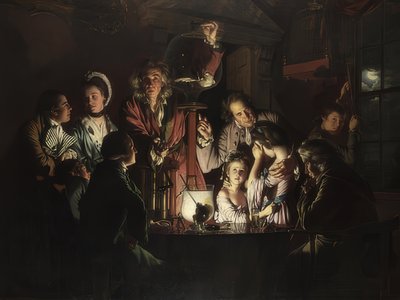 Het experiment met de vogel in de luchtpomp door Joseph Wright of Derby