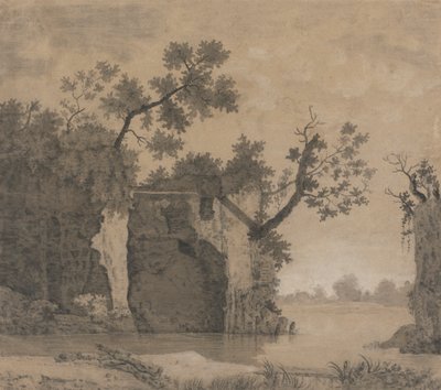 Landschap met ruïnes door Joseph Wright of Derby