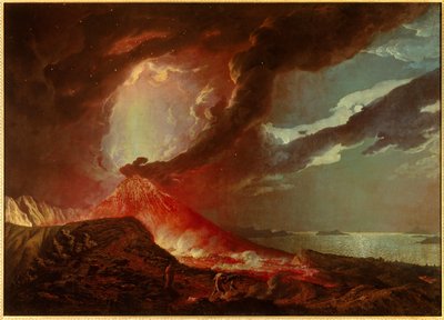 De uitbarsting van de Vesuvius met eilanden in de Baai van Napels in 1776 door Joseph Wright of Derby