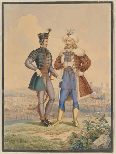 Husar en Osman voor een stad door Joseph Zahradniczek the Elder