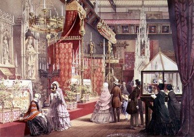 Grote Tentoonstelling: Middeleeuwse Hof, ontworpen door Pugin, 1851 door Joseph after Nash