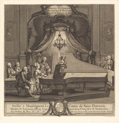 Het Mechanische Concert door Joseph de Longueil after Charles Eisen