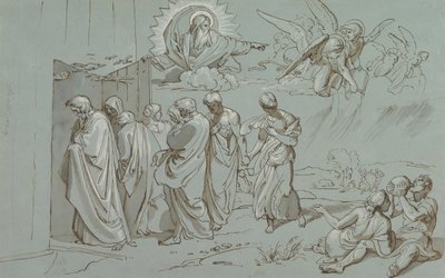 God Roept Noach en Zijn Familie in de Ark, 1827 door Joseph von Fuhrich