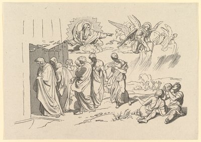 God Roept Noach en Zijn Familie in de Ark, 1827 door Joseph von Fuhrich