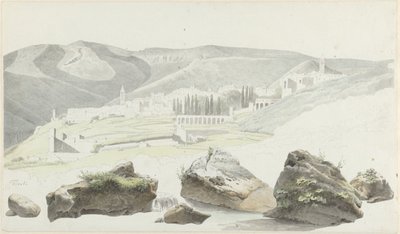 Landschap en stadsgezicht bij Tivoli door Josephus Augustus Knip