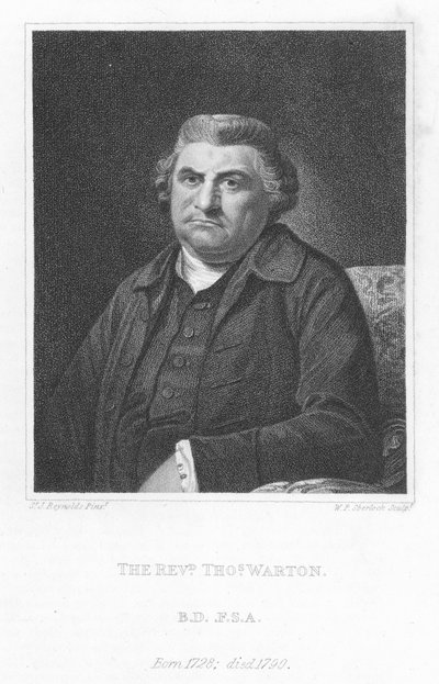 De eerwaarde Thomas Warton, Engelse literatuurhistoricus, criticus en dichter door Joshua (after) Reynolds