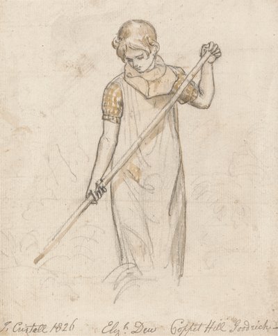 Meisje aan het schoffelen: Elizabeth Dew door Joshua Cristall