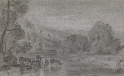 Landschap met vee dat drinkt door Joshua Cristall