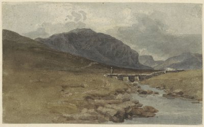 Landschap bij Llyn Ogwen, Caernarvonshire (Wales) door Joshua Cristall