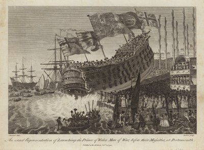 Te Water Laten van de Prince of Wales, Oorlogsschip, voor hun Majesteiten in Portsmouth door Joshua Cristall