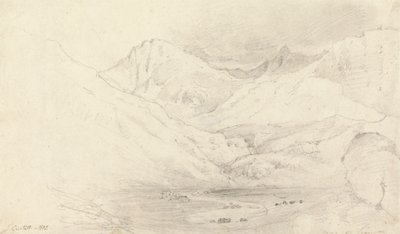 De vallei van Nant Ffrancon, Caernarvonshire door Joshua Cristall