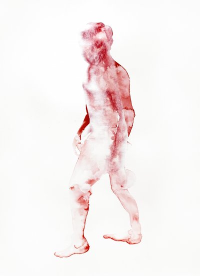 Rood wandelend figuur door Joshua Hoskins