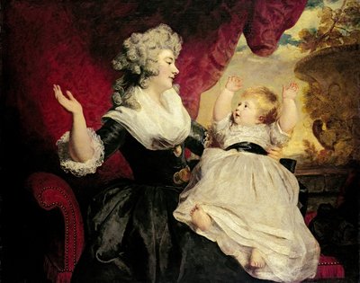 Georgiana, hertogin van Devonshire met haar dochtertje Lady Georgiana Cavendish door Joshua Reynolds