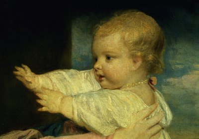 Portret van Caroline, Hertogin van Marlborough met haar dochter Lady Caroline Spencer (detail) door Joshua Reynolds