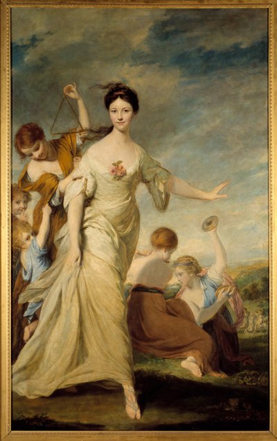 Portret van Madame Hale in Euphrosyn Madame John Hale die Euphrosyn, de Gratie van Vreugde in de Griekse mythologie, vertolkt. Schilderij door Joshua Reynolds (1723-1792) 1762-1764. Dim. 236 x 146 cm. Privécollectie - Mevrouw Hale als Euphrosyne. 1776. Oli door Joshua Reynolds