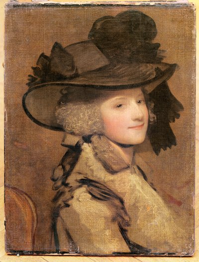 Portret van een vrouw met een zwarte hoed door Joshua Reynolds