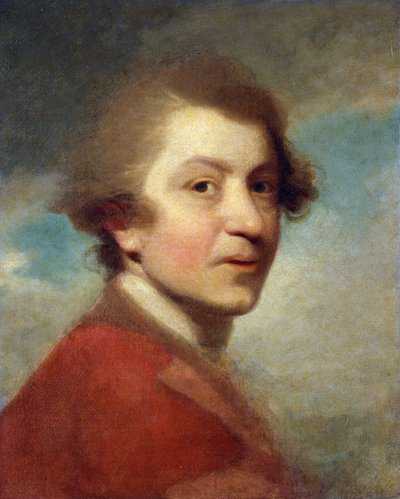 Portret van de Kunstenaar, Hoofd en Schouders, in een Rode Toga van een Doctor in de Rechten en Witte Kraag - Onvoltooid door Joshua Reynolds