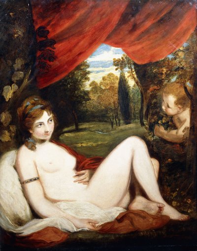 Venus en Cupido, of "De Wellustige Bacchante" door Joshua Reynolds