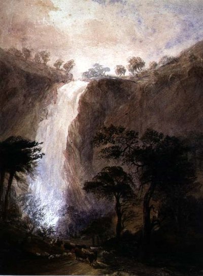 Uitzicht op een Waterval, c.1820 door Joshua Wallis