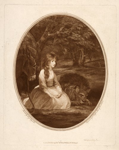 Miss Elizabeth Beauclerc als Una, gegraveerd door Thomas Watson door Joshua after Reynolds