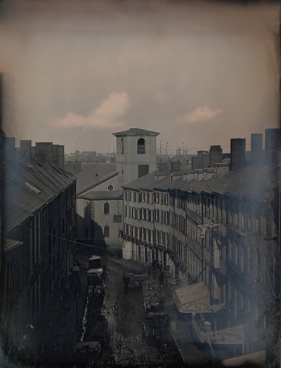 Uitzicht op Brattle Street vanuit de Southworth & Hawes Studio op 5 12 Tremont Row, Boston door Josiah Johnson Hawes, Albert Sands Southworth