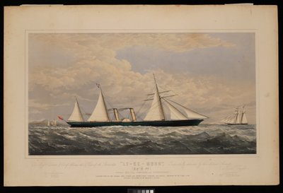 Aan de heren Dent & Co van China, deze prent van het stoomschip Ly-Ee-Moon, Norman Hill, Esqr Commandant.... gebouwd door de Thames Iron Works and Shipbuilding Company, Blackwall..., c.1860 door Josiah Taylor