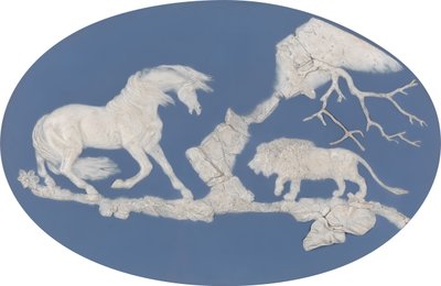 Paard geschrokken door een leeuw Episode A, gemodelleerd 1780 door Josiah Wedgwood