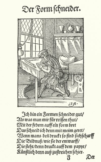 De graveur (gravure) door Jost (after) Amman