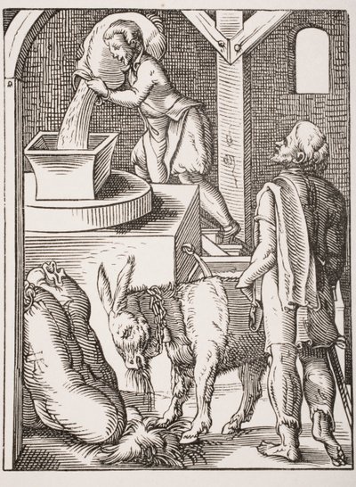 De molenaar. 19e-eeuwse reproductie van 16e-eeuwse gravure door Jost Amman door Jost (after) Amman