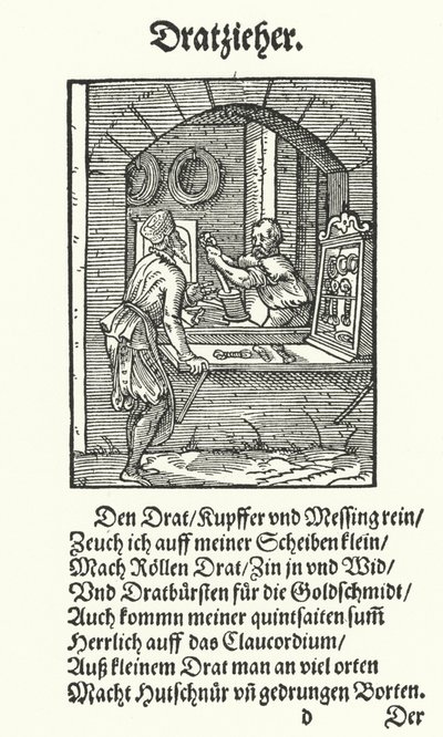 De draadtrekker (gravure) door Jost (after) Amman