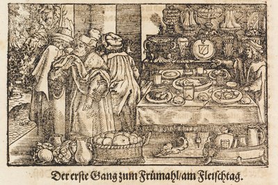 Een Nieuw Kookboek door Marx Rumpolt. Het eerste geïllustreerde Duitse kookboek, 1604 door Jost Amman