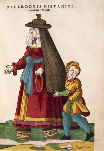 Bijvrouw met kind. Uit Habitus praecipuorum popularum, door Jost Amman door Jost Amman