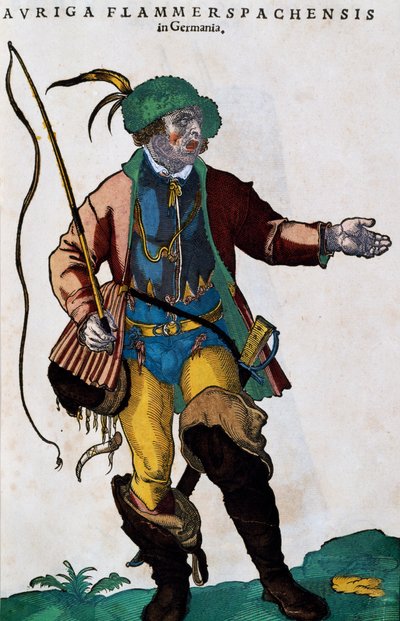 Kostuum van een koetsier in Duitsland, gravure uit Habitus praecipuorum popularum door Jost Amman