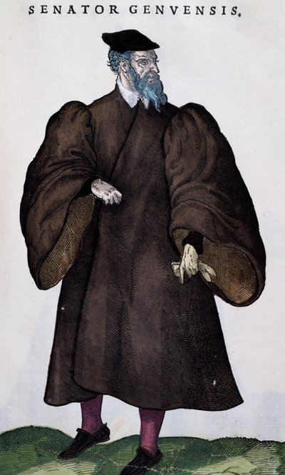 Genovese senator, gravure uit Habitus praecipuorum popularum door Jost Amman