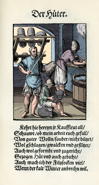 Hoedenmaker / modiste in door Jost Amman