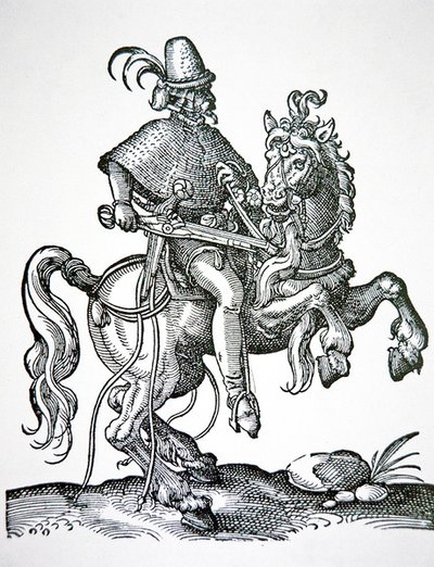 Paardensoldaat met radslotpistool, illustratie uit 